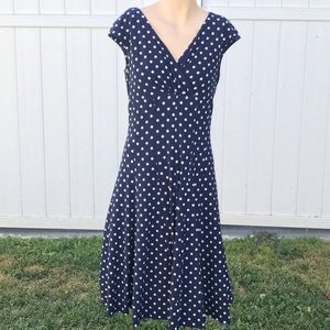 A-Line Navy Polka Dot Dress